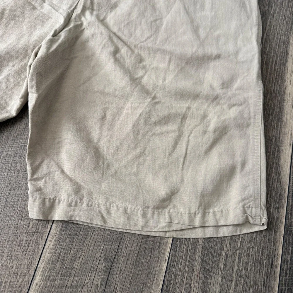 Solitude Pleated Linen Blend Shorts Beige Tan Mens 36 Tropical Lining Chino Golf